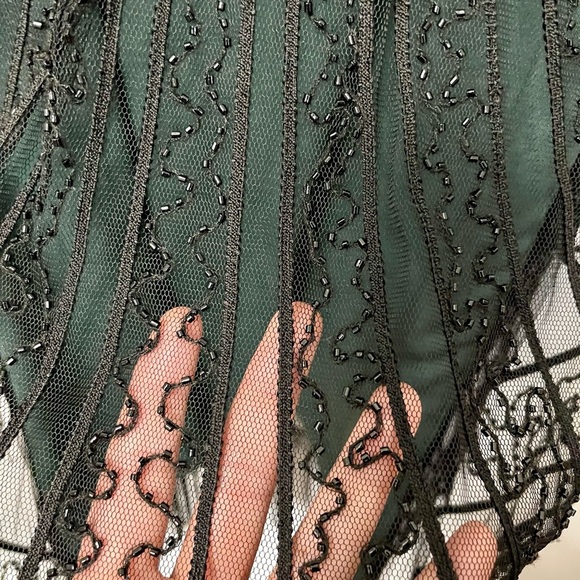 20’s Flapper Beaded Cocktail Green and Black Dress Fringe Cap Sleeve Size S - Picture 13 of 13